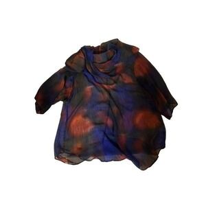 Stunning Art to Wear Vintage Lida Caputo Multi Color Chiffon Cowl Neck Tunic 18W